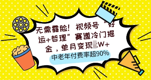 无需露脸，视频号“好运+哲理”赛道冷门掘金，单月变现2W+，中老年付费率超90%-8U创业网