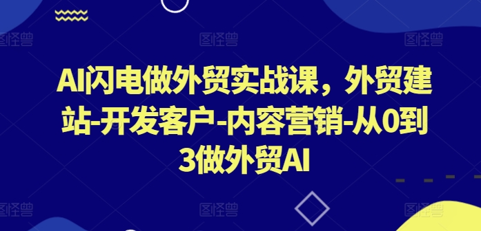 AI闪电做外贸实战课，​外贸建站-开发客户-内容营销-从0到3做外贸AI(更新)-8U创业网