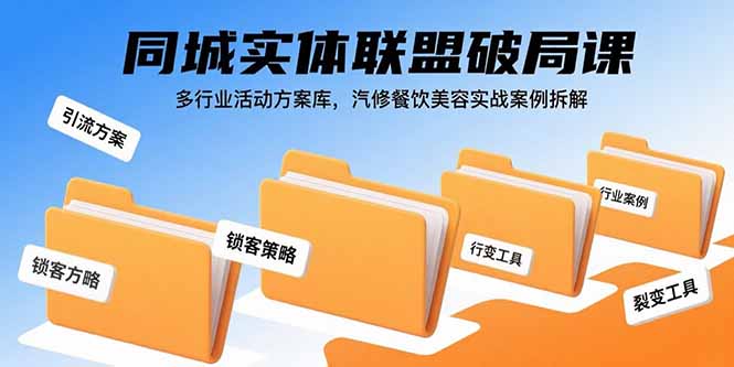 同城实体联盟破局课，多行业活动方案库，汽修餐饮美容实战案例拆解-8U创业网