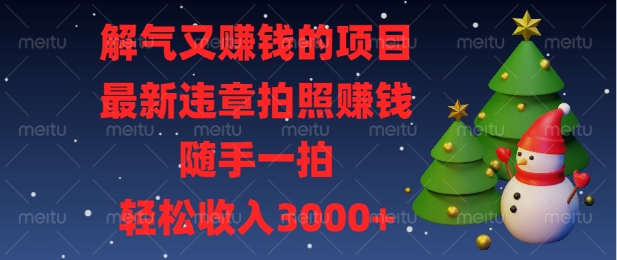 解气又赚钱的项目，最新违章拍照赚钱，随手一拍，轻松收入3000+-8U创业网
