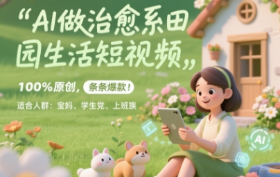AI做治愈系田园生活短视频，100%原创，条条爆款，无脑矩阵， 适合小白-8U创业网