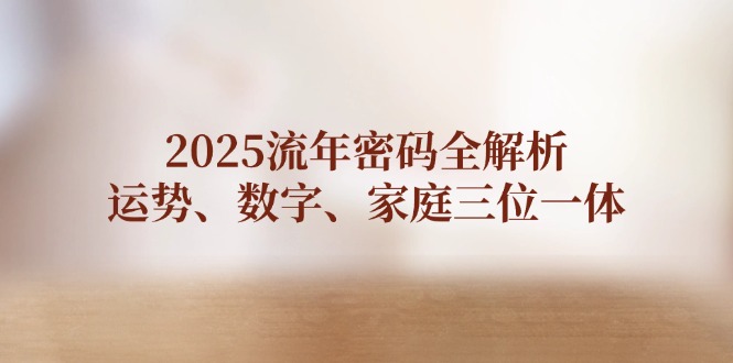（14466期）2025流年密码全解析，运势、数字、家庭三位一体-8U创业网