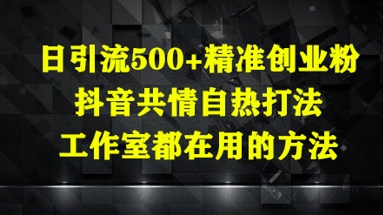 日引流500+精准创业粉，抖音共情自热打法，工作室都在用的方法-8U创业网