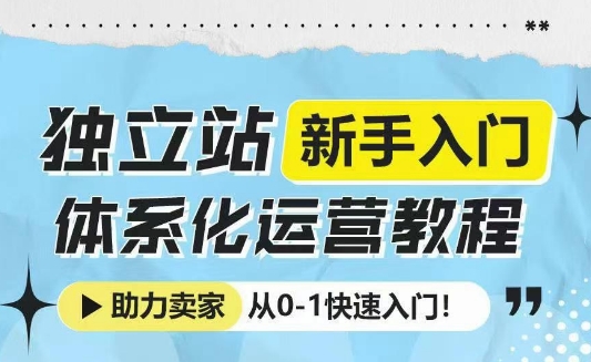 独立站新手入门体系化运营教程，助力独立站卖家从0-1快速入门!-8U创业网
