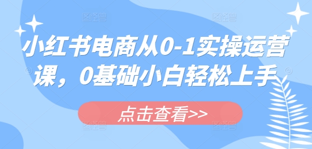 小红书电商从0-1实操运营课，0基础小白轻松上手-8U创业网