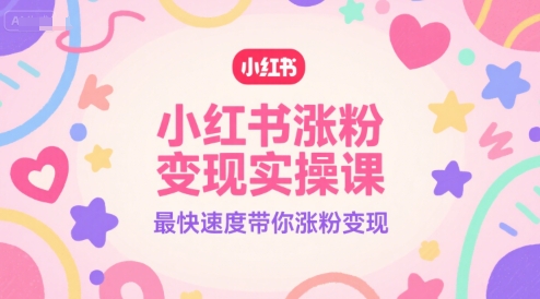 小红书涨粉变现实操课，最快速度带你涨粉变现-8U创业网