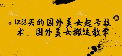 1288买的国外美女起号技术，国外美女搬运教学-8U创业网