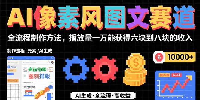 （15572期）AI像素风图文赛道：全流程制作方法，播放量一万能获得6块到8块的收入-8U创业网