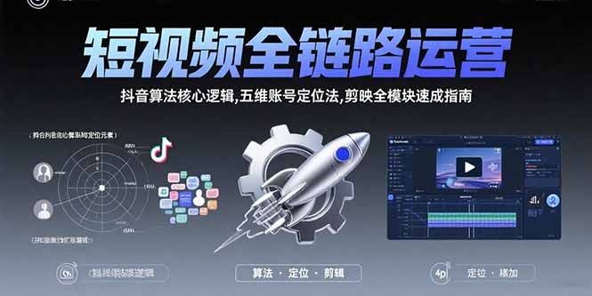 （15580期）短视频全链路运营：抖音算法核心逻辑,五维账号定位法,剪映全模块速成指南-8U创业网