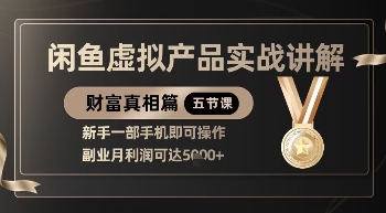精品！闲鱼虚拟产品实战讲解，新手一部手机即可操作，副业月利润可达5k+-8U创业网
