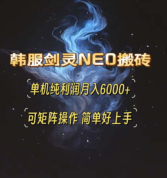 韩服剑灵NEO搬砖攻略，单机纯利润月入6000+ 可矩阵操作，简单好上手。-8U创业网
