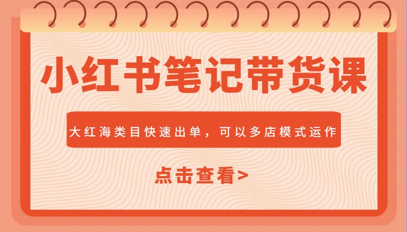小红书笔记带货课，大红海类目快速出单，市场大，可以多店模式运作-8U创业网