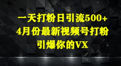 一天打粉日引流500+，4月份最新视频号打粉，引爆你的微信-8U创业网