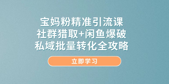 （14820期）宝妈粉精准引流课，社群猎取+闲鱼爆破，私域批量转化全攻略-8U创业网