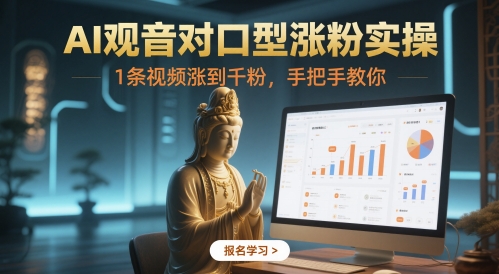 AI观音对口型涨粉实操，1条视频涨到千粉，手把手教你-8U创业网