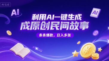 利用AI一键生成原创民间故事，无限制生成，条条爆款，日入多张-8U创业网