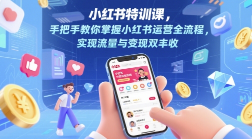 小红书特训课，手把手教你掌握小红书运营全流程，实现流量与变现双丰收-8U创业网