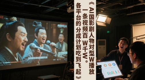 AI三国影视剧人物对口型唱歌玩法，一条视频百W千W播放，各平台的分成计划吃到飞起-8U创业网