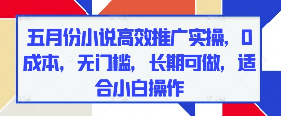 五月份小说高效推广实操，0成本，无门槛，长期可做，适合小白操作-8U创业网