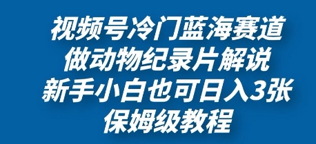 视频号冷门蓝海赛道，做动物纪录片解说，新手小白也日入3张，保姆级教程-8U创业网