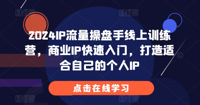 2024IP流量操盘手线上训练营，商业IP快速入门，打造适合自己的个人IP-8U创业网