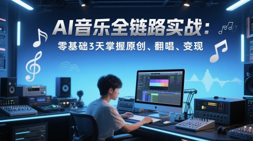 AI音乐全链路实战变现课：零基础3天掌握原创、翻唱、变现-8U创业网
