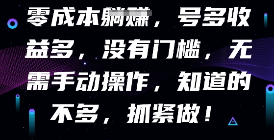 零成本全自动，号多收益多，没有门槛，无需手动-8U创业网