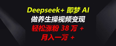 Deepseek+即梦AI，做养生操视频变现，轻松涨粉38W+，月入一W+-8U创业网