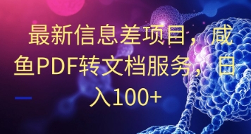 最新信息差项目，咸鱼PDF转文档服务，日入100+-8U创业网