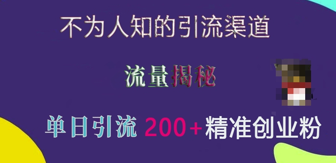 不为人知的引流渠道，流量揭秘，实测单日引流200+精准创业粉【揭秘】-8U创业网