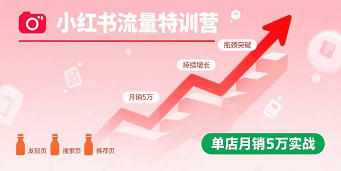 小红书流量特训营：突破流量瓶颈，实现店铺持续增长，单店月销5万实战-8U创业网