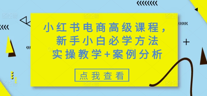 小红书电商高级课程，新手小白必学方法，实操教学+案例分析-8U创业网