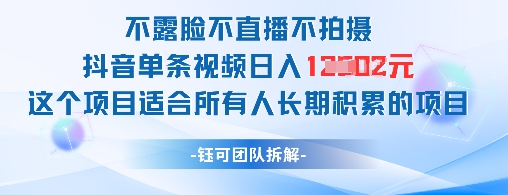 不露脸不直播不拍摄抖音单条视频日入1k+这个项目适合所有人长期积累的项目-8U创业网