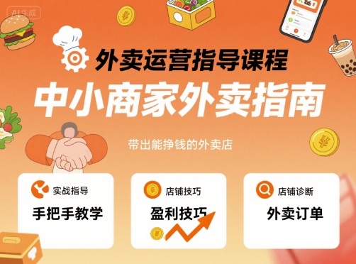 外卖运营指导课程，中小商家外卖指南，手把手带出能挣钱的外卖店-8U创业网