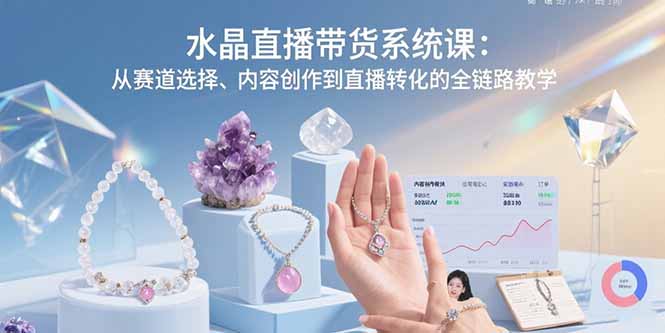 水晶直播带货系统课：从赛道选择、内容创作到直播转化的全链路教学-8U创业网