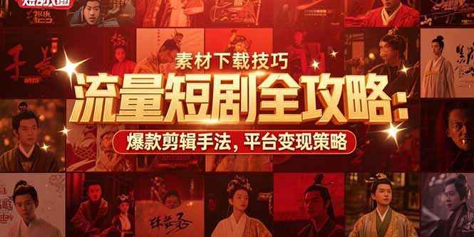 （15431期）流量短剧全攻略：素材下载技巧，爆款剪辑手法，平台变现策略-8U创业网