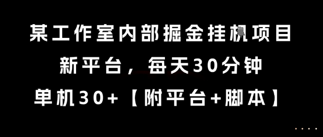 某工作室内部掘金挂G项目，新平台，每天30分钟，单机30+【揭秘】-8U创业网