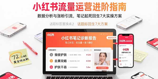 小红书流量运营进阶指南，数据分析与涨粉引流，笔记起死回生7大实操方案-8U创业网