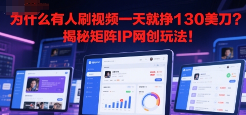 为什么有人刷视频一天就挣130美刀？揭秘矩阵IP网创玩法!-8U创业网