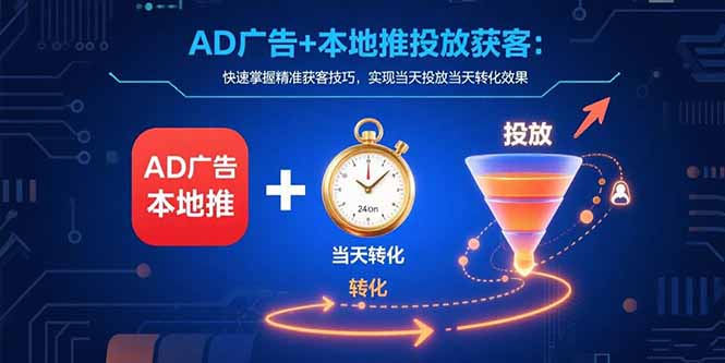 （15637期）AD广告+本地推投放获客：快速掌握精准获客技巧，实现当天投放当天转化效果-8U创业网