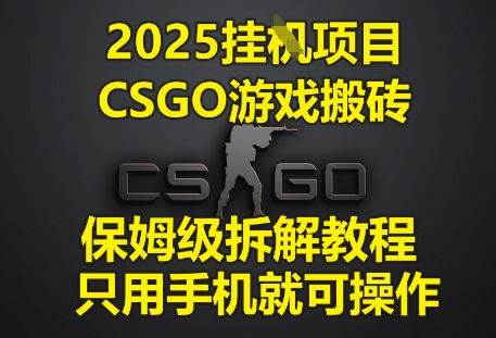 2025挂G项目，CSGO游戏搬砖，保姆级拆解教程，只用手机就可操作【揭秘】-8U创业网
