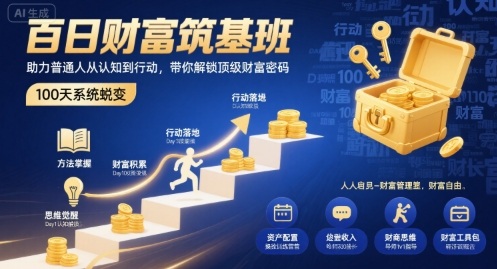 百日财富筑基班，助力普通人从认知到行动，带你解锁顶级财富密码-8U创业网