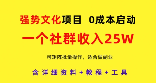 强势文化项目，一个社群收入25个W，0成本启动，可矩阵批量操作，原创详细实操教程-8U创业网