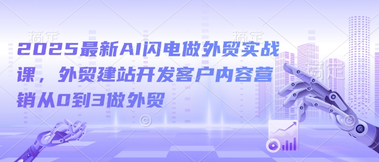 2025最新AI闪电做外贸实战课，外贸建站开发客户内容营销从0到3做外贸-8U创业网