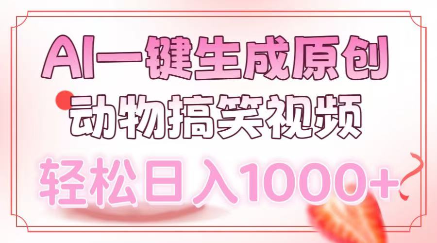AI一键生成原创动物搞笑视频，轻松日入1000+-8U创业网