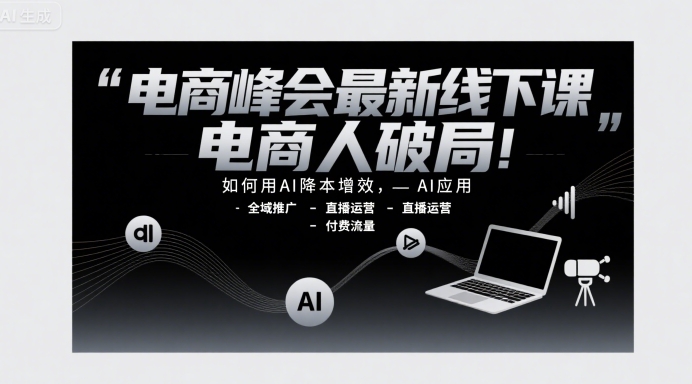 电商峰会最新线下课，电商人破局，如何用AI降本增效，AI应用-全域推广-直播运营-付费流量-8U创业网