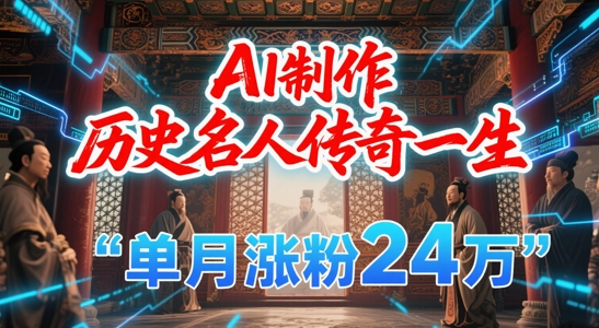 暴力起号！用AI制作历史名人传奇一生，单月涨粉24W，涨粉+变现赛道黑马来了-8U创业网