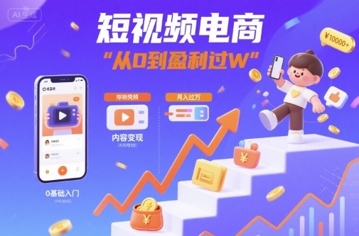 短视频电商：短视频变现从0到盈利过W-8U创业网