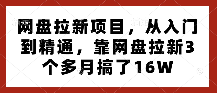 网盘拉新项目，从入门到精通，靠网盘拉新3个多月搞了16W-8U创业网