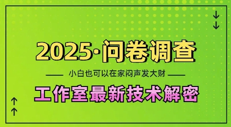 2025问卷调查最新工作室技术解密：一个人在家也可以闷声发大财，小白一天2张，可矩阵放大【揭秘】-8U创业网